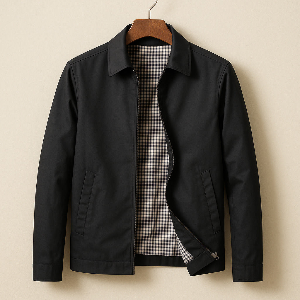 Men's Zip-Up Jacket with Tailored Collar and Relaxed Fit - 6 - Stylewhipped
