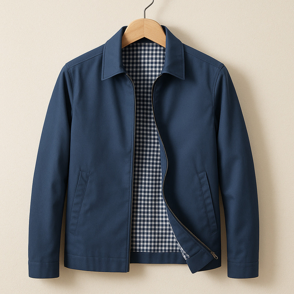 Men's Zip-Up Jacket with Tailored Collar and Relaxed Fit - 8 - Stylewhipped