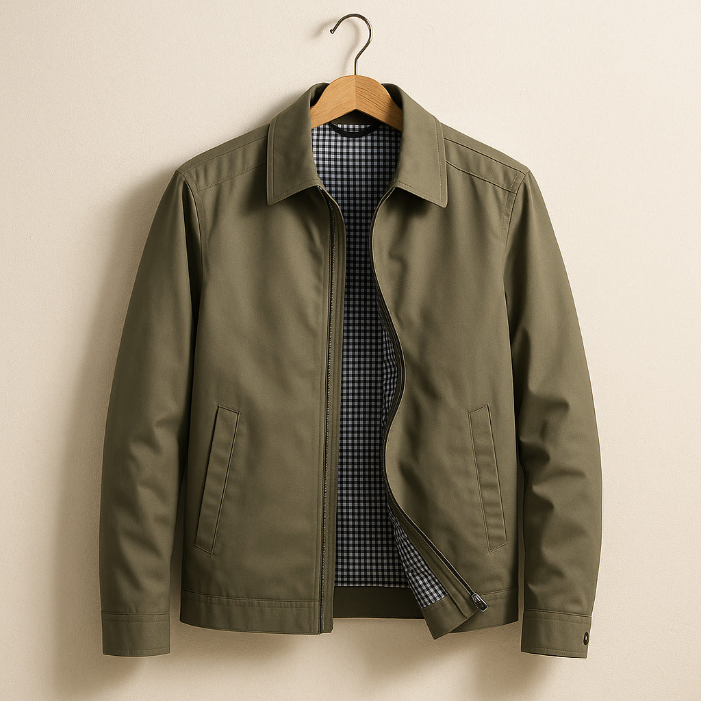 Men's Zip-Up Jacket with Tailored Collar and Relaxed Fit - 9 - Stylewhipped
