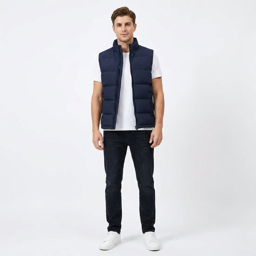 Men's Gilet Vest - Casual Fit with Elevated Collar - 1 - Stylewhipped