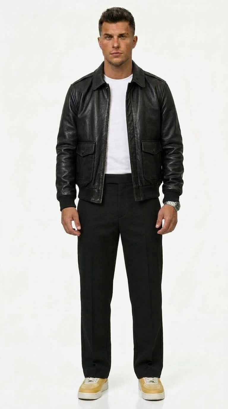 Brown Leather Jacket for Men with Classic Design and Pockets - 4 - Stylewhipped