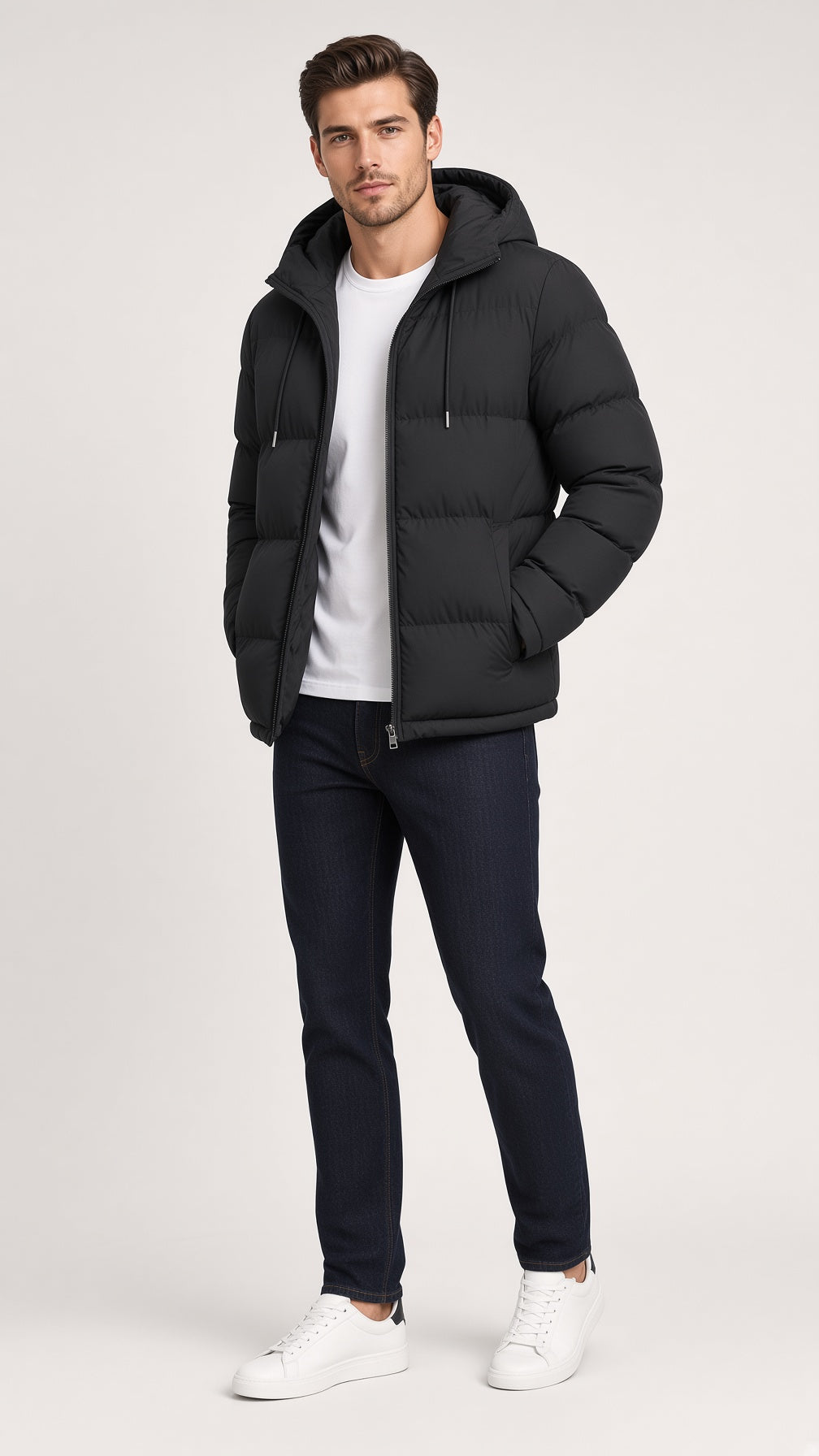 Men's Winter Jacket with Hood and Padded Design - 1 - Stylewhipped