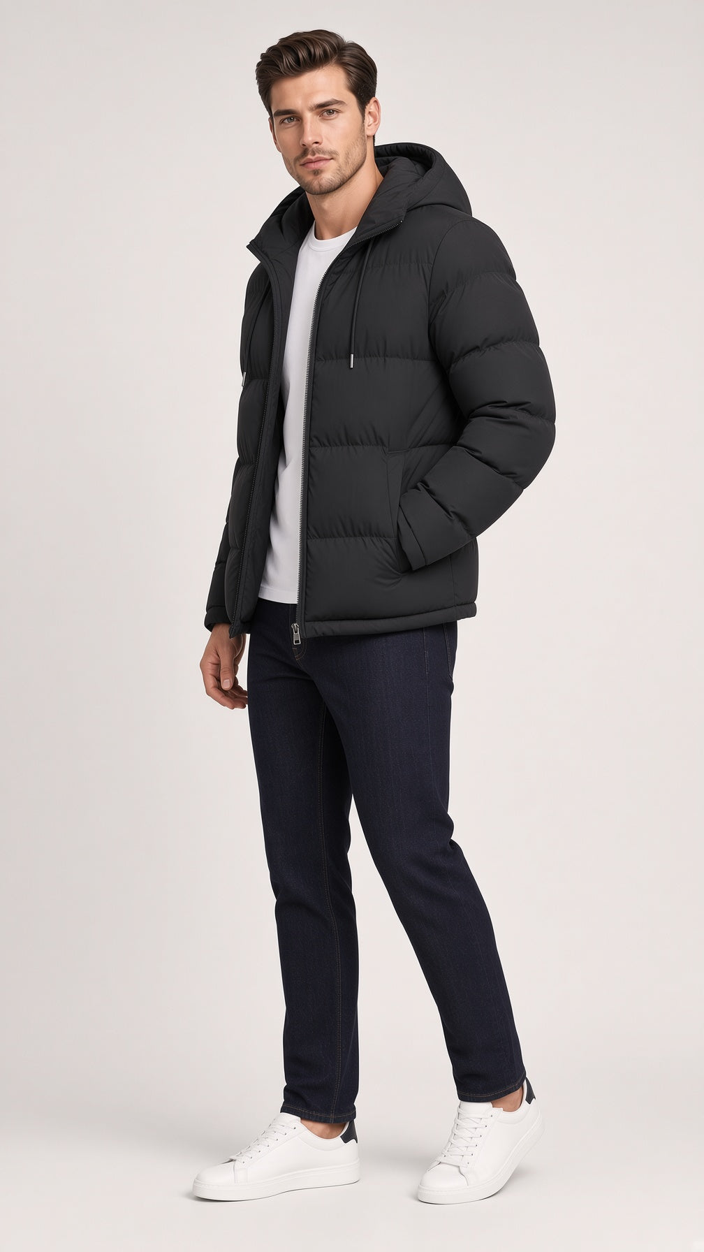 Men's Winter Jacket with Hood and Padded Design - 2 - Stylewhipped