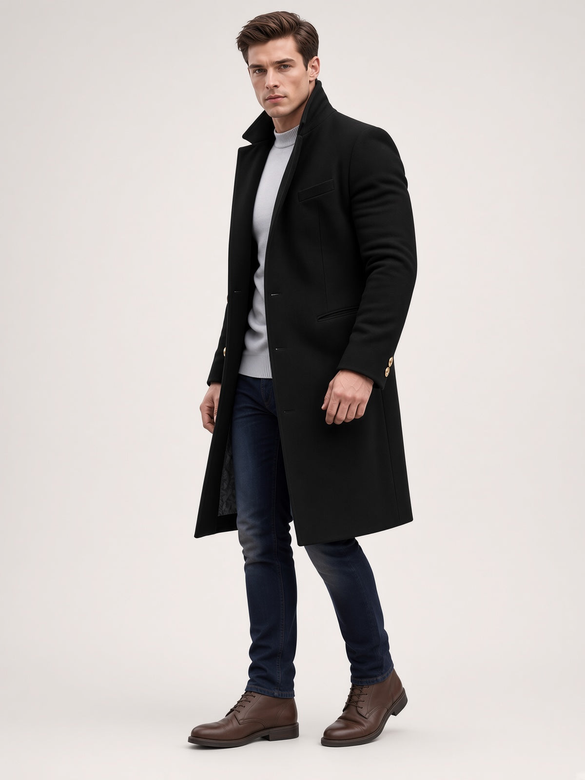 Men's Long Coat with Tailored Fit and Stylish Design - 8 - Stylewhipped