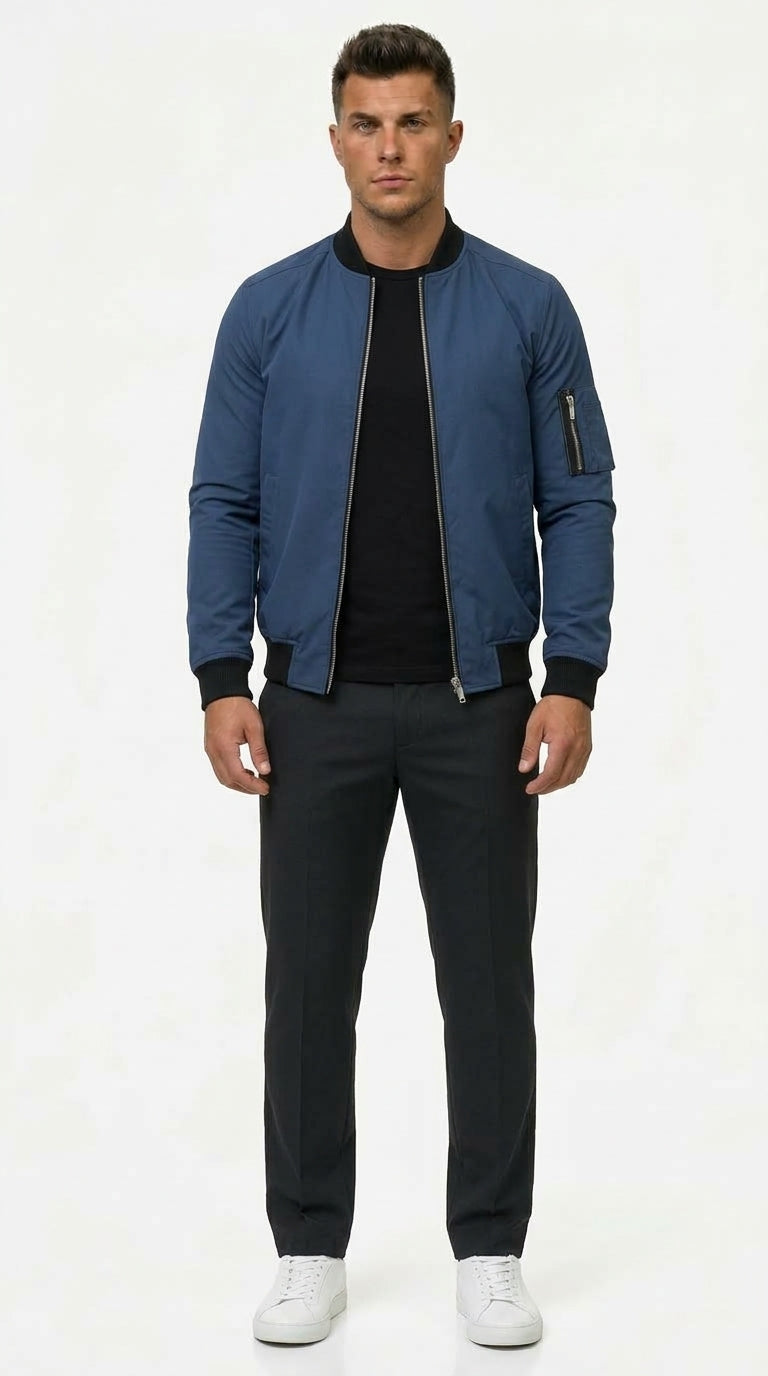 Bomber Jacket Men with Fitted Design and Zip Pocket - 1 - Stylewhipped