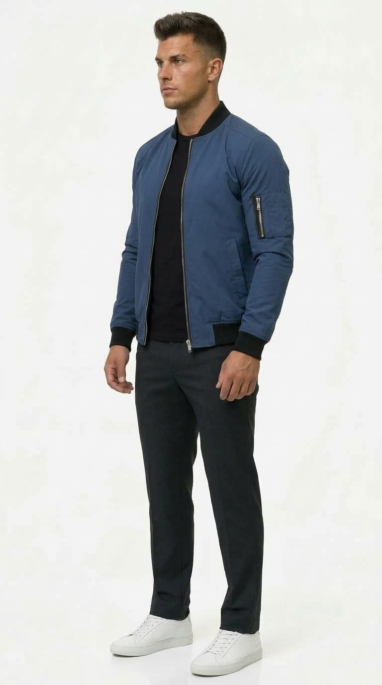 Bomber Jacket Men with Fitted Design and Zip Pocket - 2 - Stylewhipped