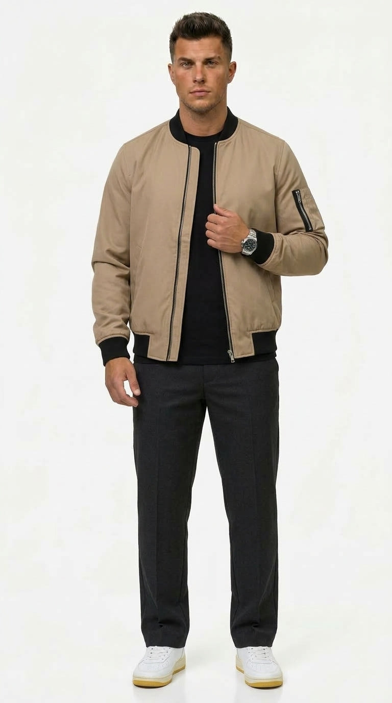 Bomber Jacket Men with Fitted Design and Zip Pocket - 4 - Stylewhipped