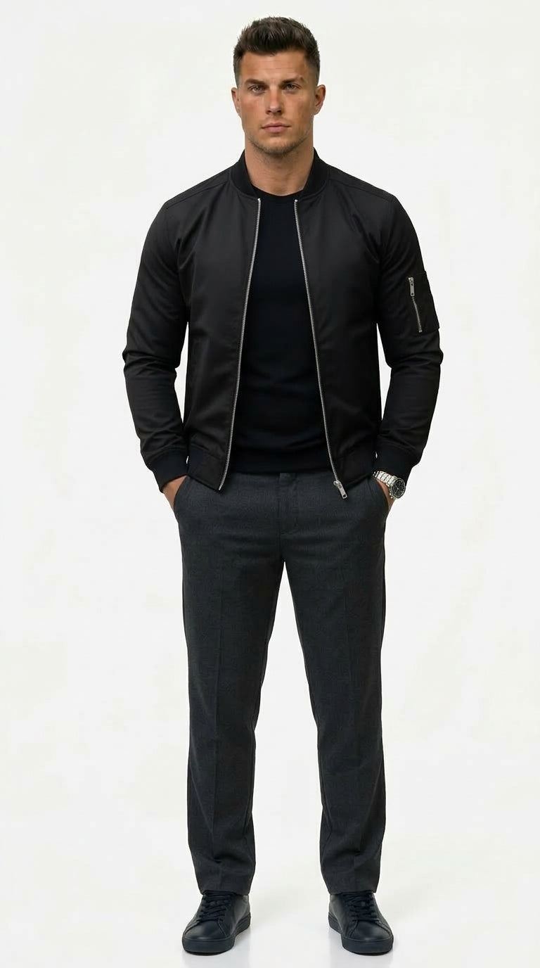 Bomber Jacket Men with Fitted Design and Zip Pocket - 5 - Stylewhipped