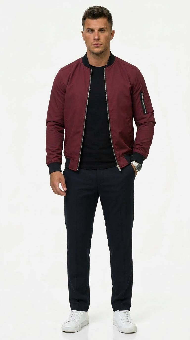 Bomber Jacket Men with Fitted Design and Zip Pocket - 6 - Stylewhipped