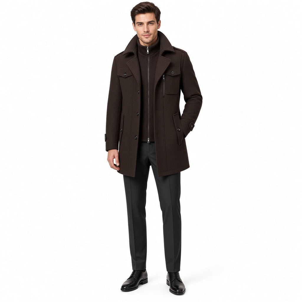 Men's Stylish Winter Coat with High Collar and Functional Pockets - 4 - Stylewhipped