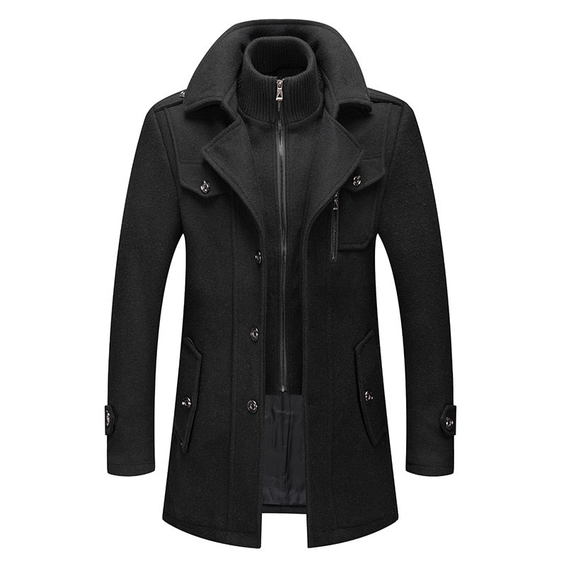 Men's Stylish Winter Coat with High Collar and Functional Pockets - 5 - Stylewhipped