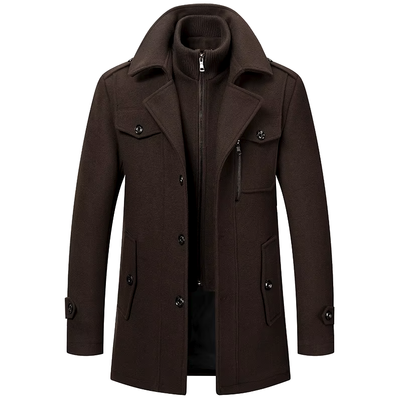 Men's Stylish Winter Coat with High Collar and Functional Pockets - 9 - Stylewhipped