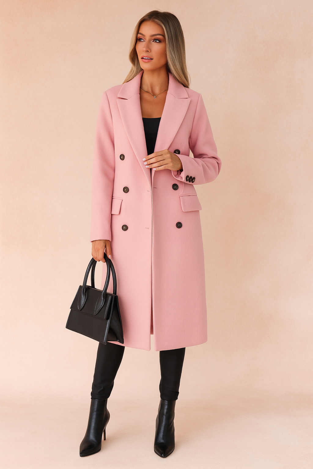 Double-Breasted Women's Coat with Tailored Fit and Elegant Design - 4 - Stylewhipped
