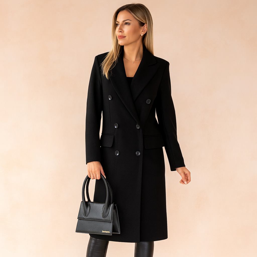 Double-Breasted Women's Coat with Tailored Fit and Elegant Design - 5 - Stylewhipped