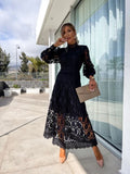 Maxi Dress Women with Elegant A-Line Silhouette and Romantic Puff Sleeves - 1 - Stylewhipped