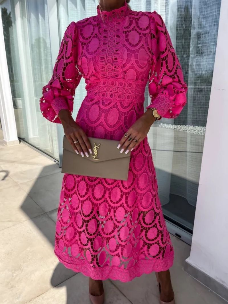 Maxi Dress Women with Elegant A-Line Silhouette and Romantic Puff Sleeves - 7 - Stylewhipped