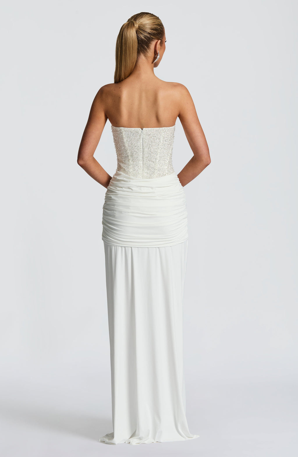 Evening Dress for Women with Strapless Bodice and Elegant Draping - 6 - Stylewhipped