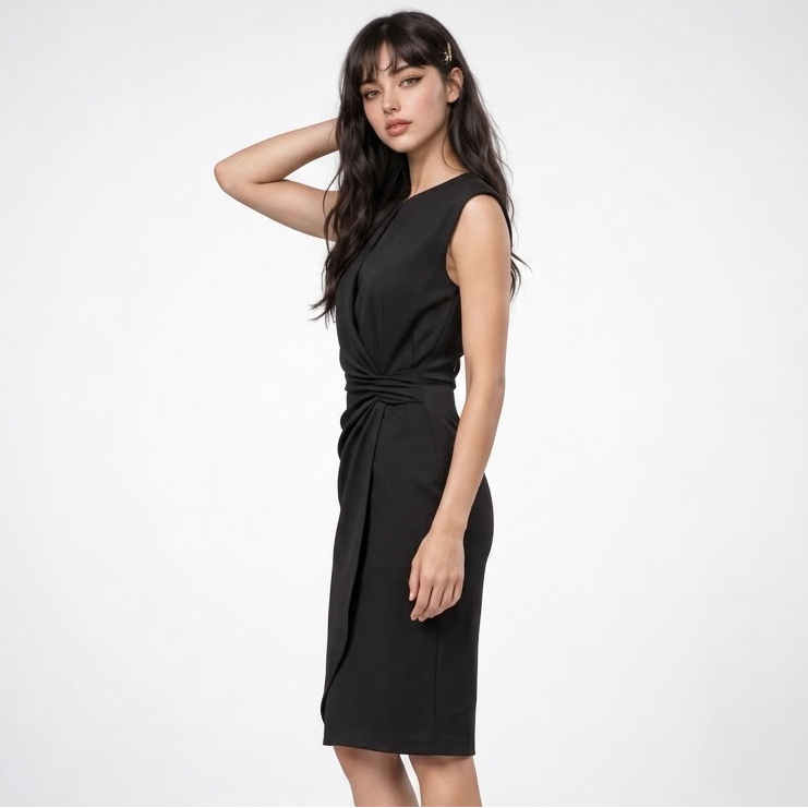 Knee-Length Women's Dress with Fitted Silhouette and Keyhole Detail - 3 - Stylewhipped