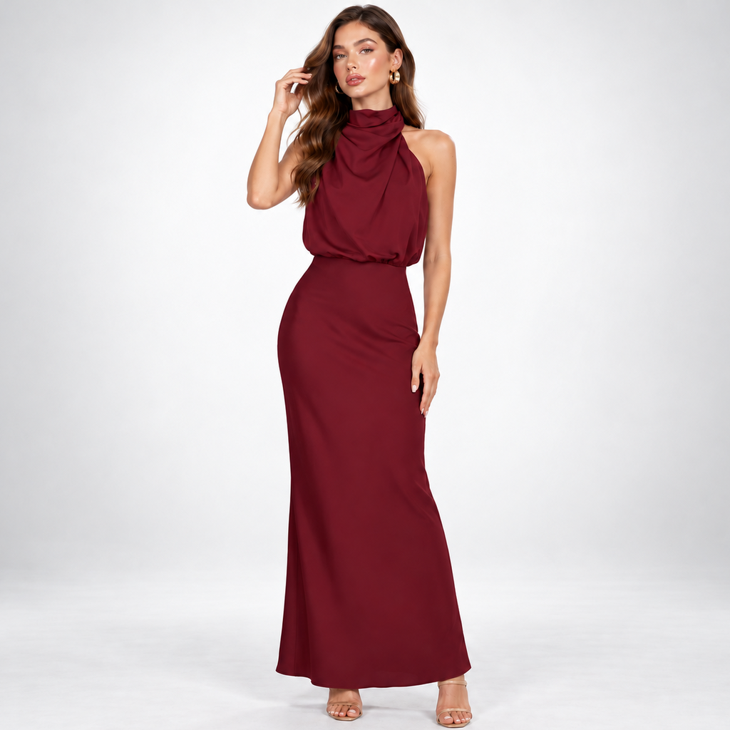 Maxi Dress for Women with Halter Neckline and Flattering Fit - 1 - Stylewhipped