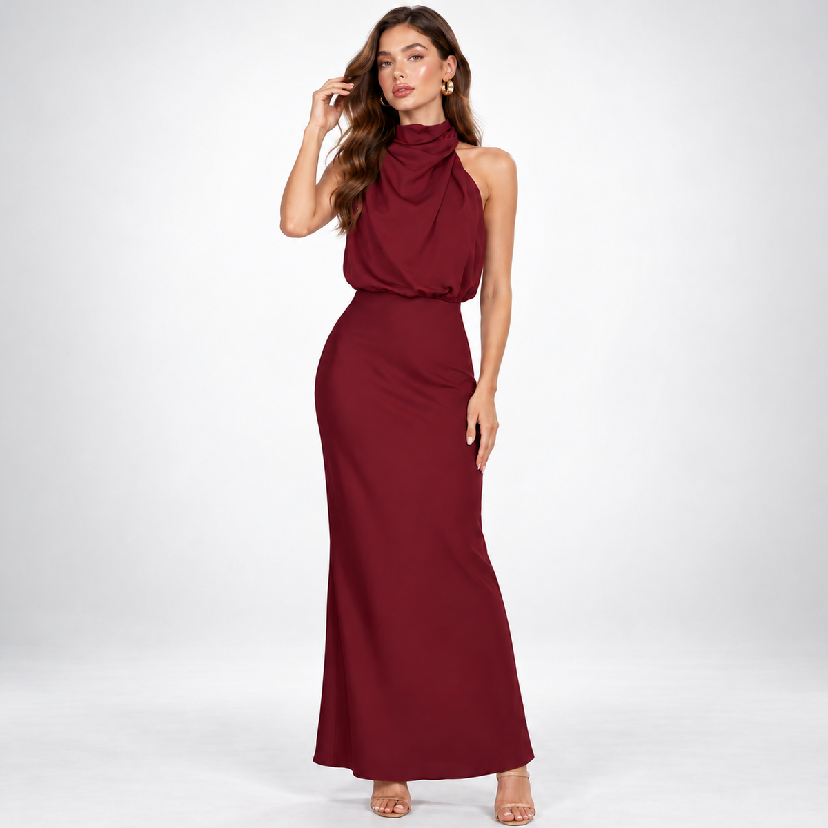 Maxi Dress for Women with Halter Neckline and Flattering Fit - 1 - Stylewhipped