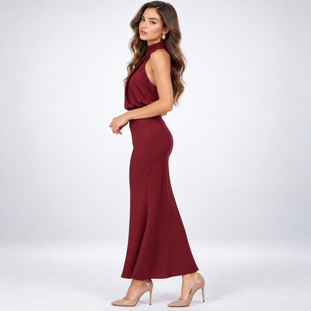 Maxi Dress for Women with Halter Neckline and Flattering Fit - 3 - Stylewhipped