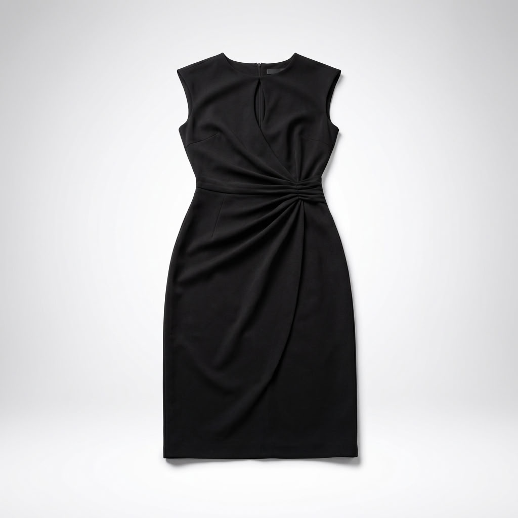 Knee-Length Women's Dress with Fitted Silhouette and Keyhole Detail - 4 - Stylewhipped