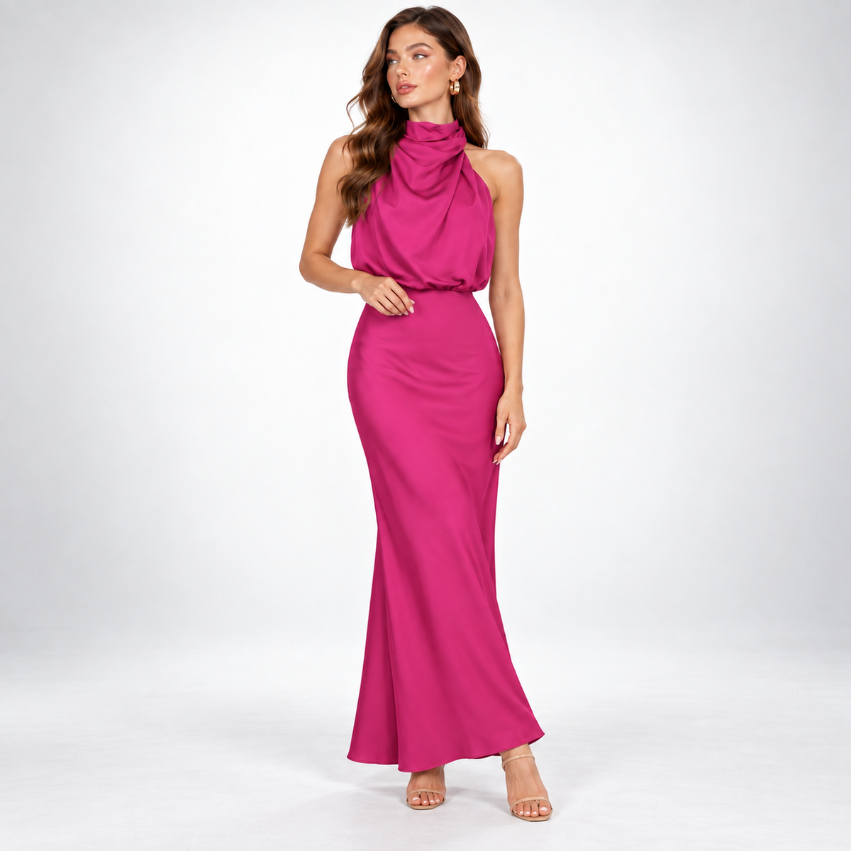 Maxi Dress for Women with Halter Neckline and Flattering Fit - 6 - Stylewhipped