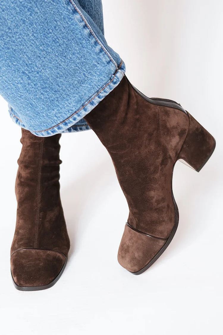 Ankle Boots Women with Sturdy Block Heel and Square Toe - 1 - Stylewhipped