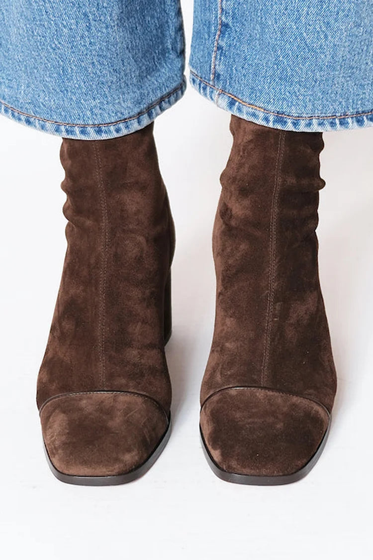 Ankle Boots Women with Sturdy Block Heel and Square Toe - 2 - Stylewhipped