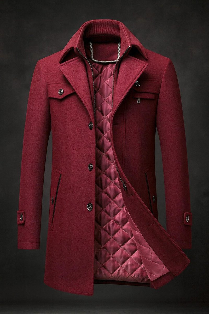 Men's Coat with Dual Collar and Quilted Inner Lining - 2 - Stylewhipped