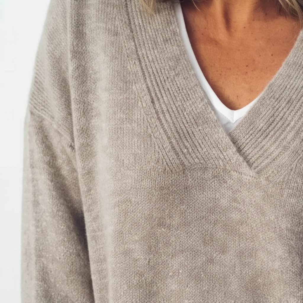 Casual Women's Pullover in Loose Fit with V-Neck - 3 - Stylewhipped