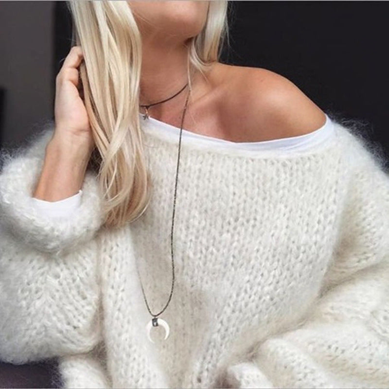Women's Oversized Pullover – Relaxed Fit with Off-Shoulder Detail - 2 - Stylewhipped