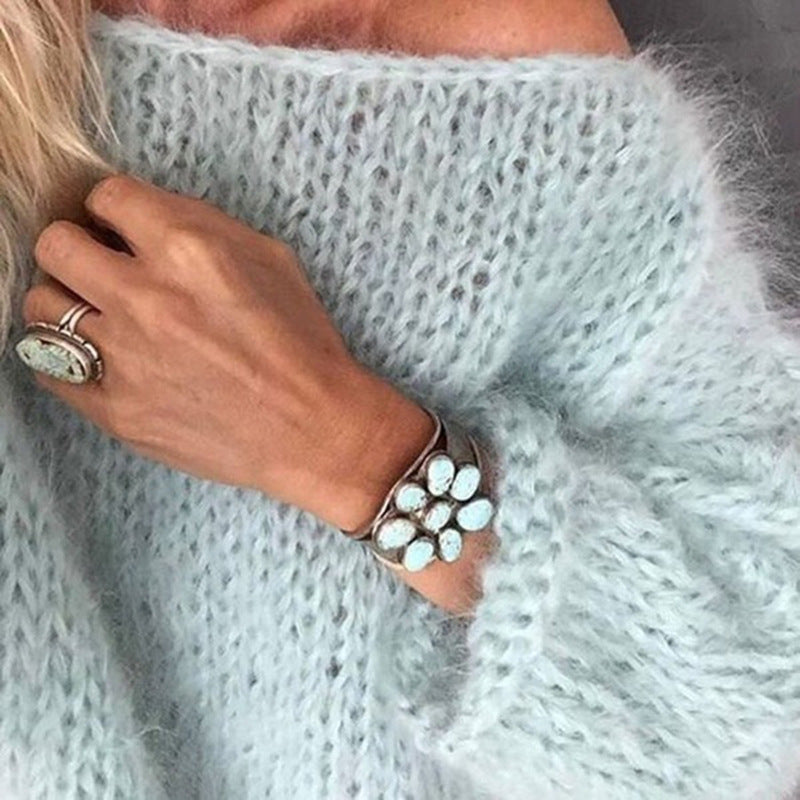 Women's Oversized Pullover – Relaxed Fit with Off-Shoulder Detail - 3 - Stylewhipped