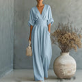 Maxi Dress Women's V-Neckline with Tie Waist and Flowy Silhouette - 2 - Stylewhipped