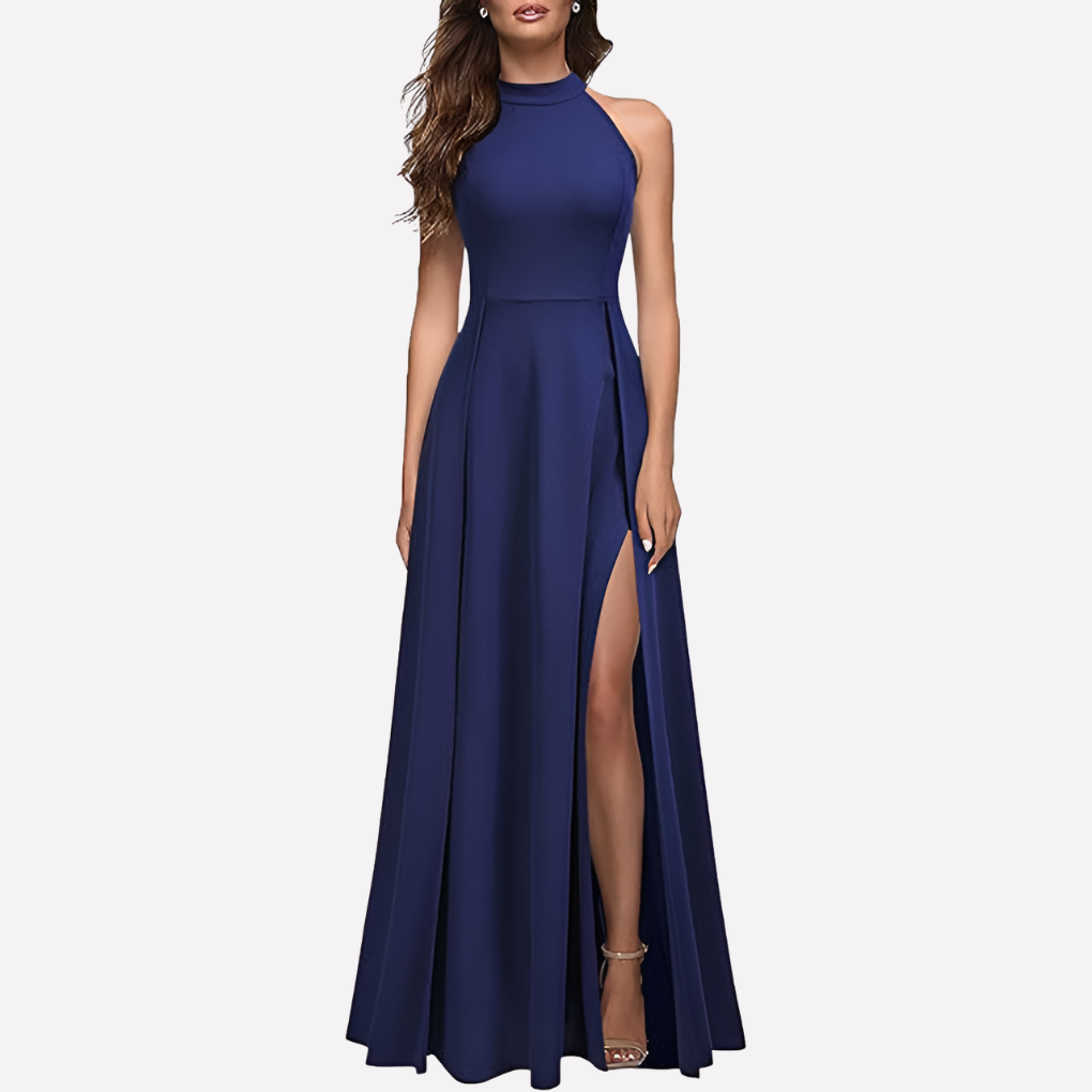 Maxi Dress for Women - High Slit and Halter Neck Design - 1 - Stylewhipped