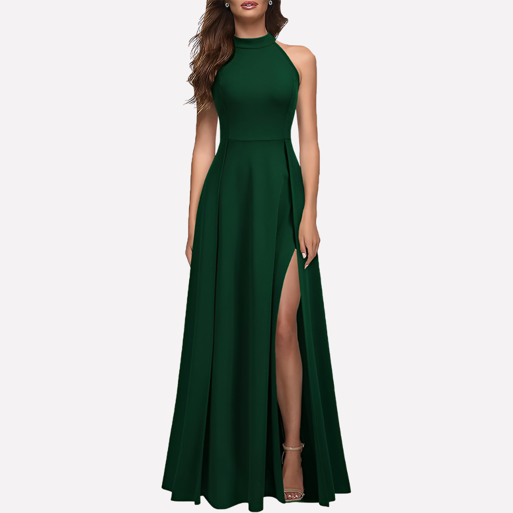 Maxi Dress for Women - High Slit and Halter Neck Design - 2 - Stylewhipped