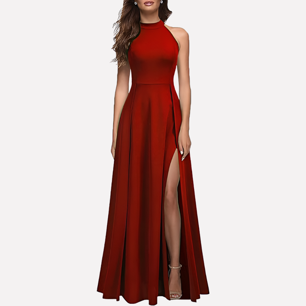 Maxi Dress for Women - High Slit and Halter Neck Design - 3 - Stylewhipped