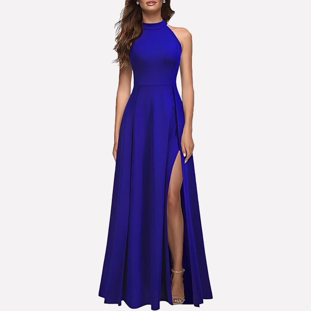 Maxi Dress for Women - High Slit and Halter Neck Design - 4 - Stylewhipped