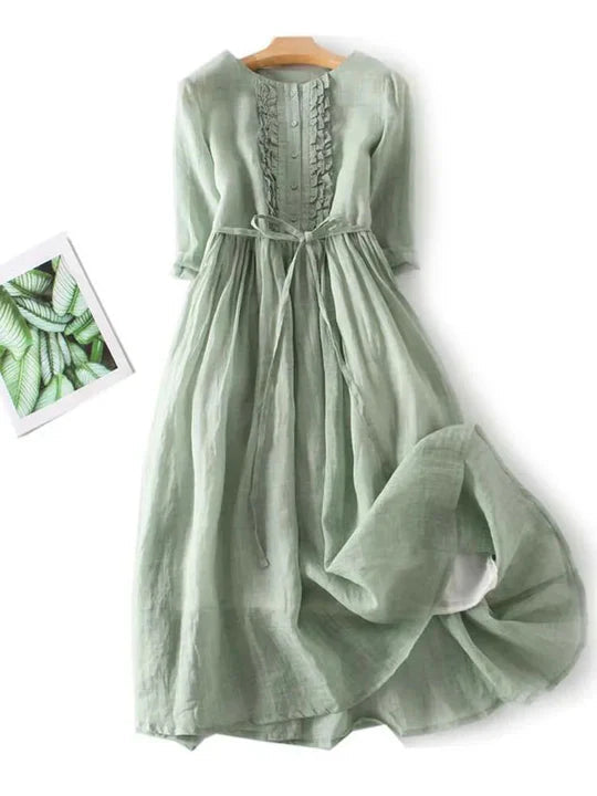 Maxi Dress Women with Ruffle Detail and Tie Waist - 3 - Stylewhipped