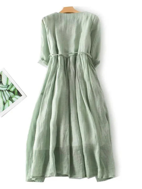 Maxi Dress Women with Ruffle Detail and Tie Waist - 4 - Stylewhipped