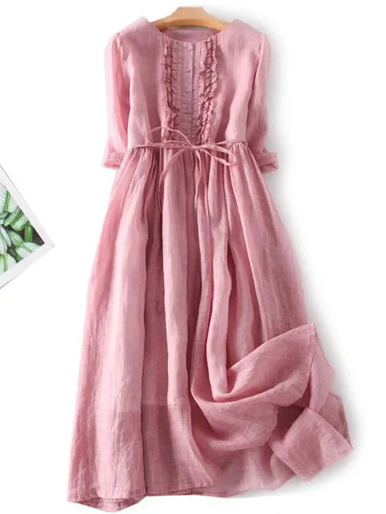 Maxi Dress Women with Ruffle Detail and Tie Waist - 5 - Stylewhipped