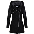Coat Women's Asymmetrical Zip with Hood and Quilted Sleeves - 1 - Stylewhipped