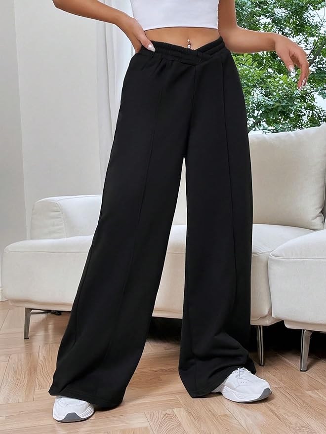 Wide Leg Trousers for Women with Relaxed Fit and Comfortable Elastic Waist - 2 - Stylewhipped