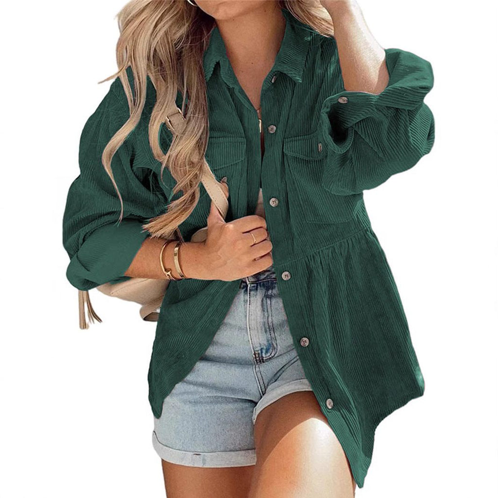 Oversized Women's Jacket with Pleated Back and Button Fastening - 5 - Stylewhipped