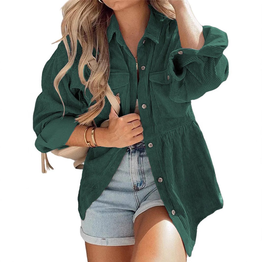 Oversized Women's Jacket with Pleated Back and Button Fastening - 5 - Stylewhipped