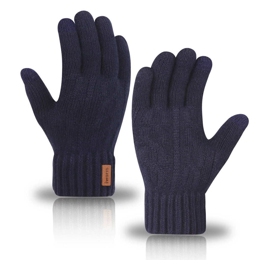 Women's Touchscreen Gloves in Navy with Warm Design - 1 - Stylewhipped