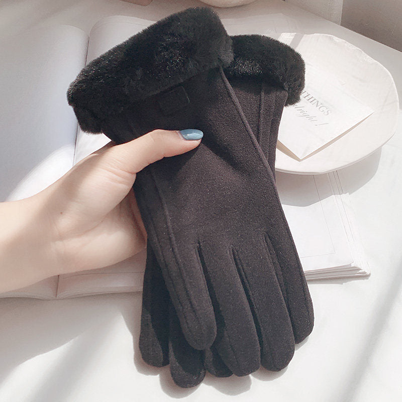 Ladies' Touchscreen Gloves with Faux Fur Cuff - 1 - Stylewhipped