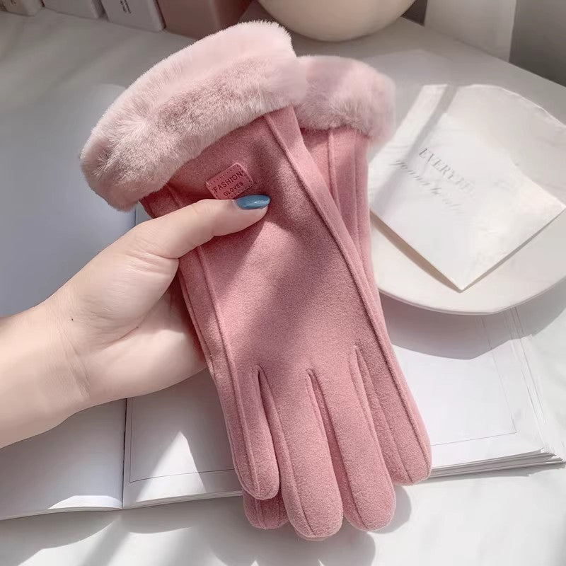 Ladies' Touchscreen Gloves with Faux Fur Cuff - 2 - Stylewhipped