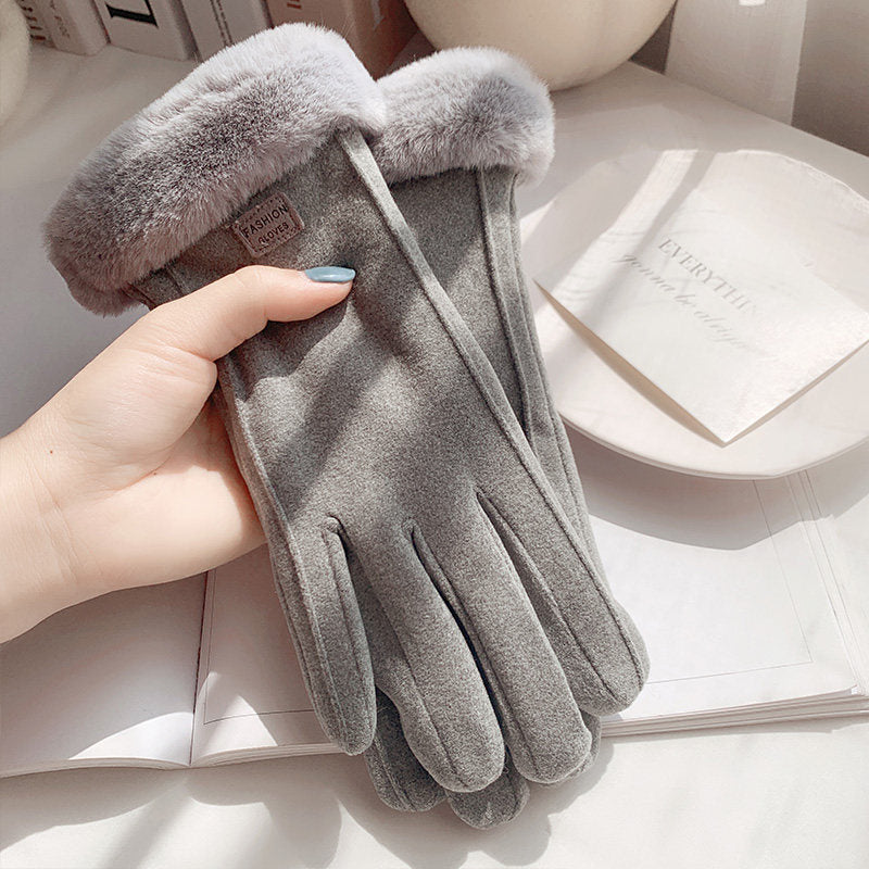 Ladies' Touchscreen Gloves with Faux Fur Cuff - 5 - Stylewhipped