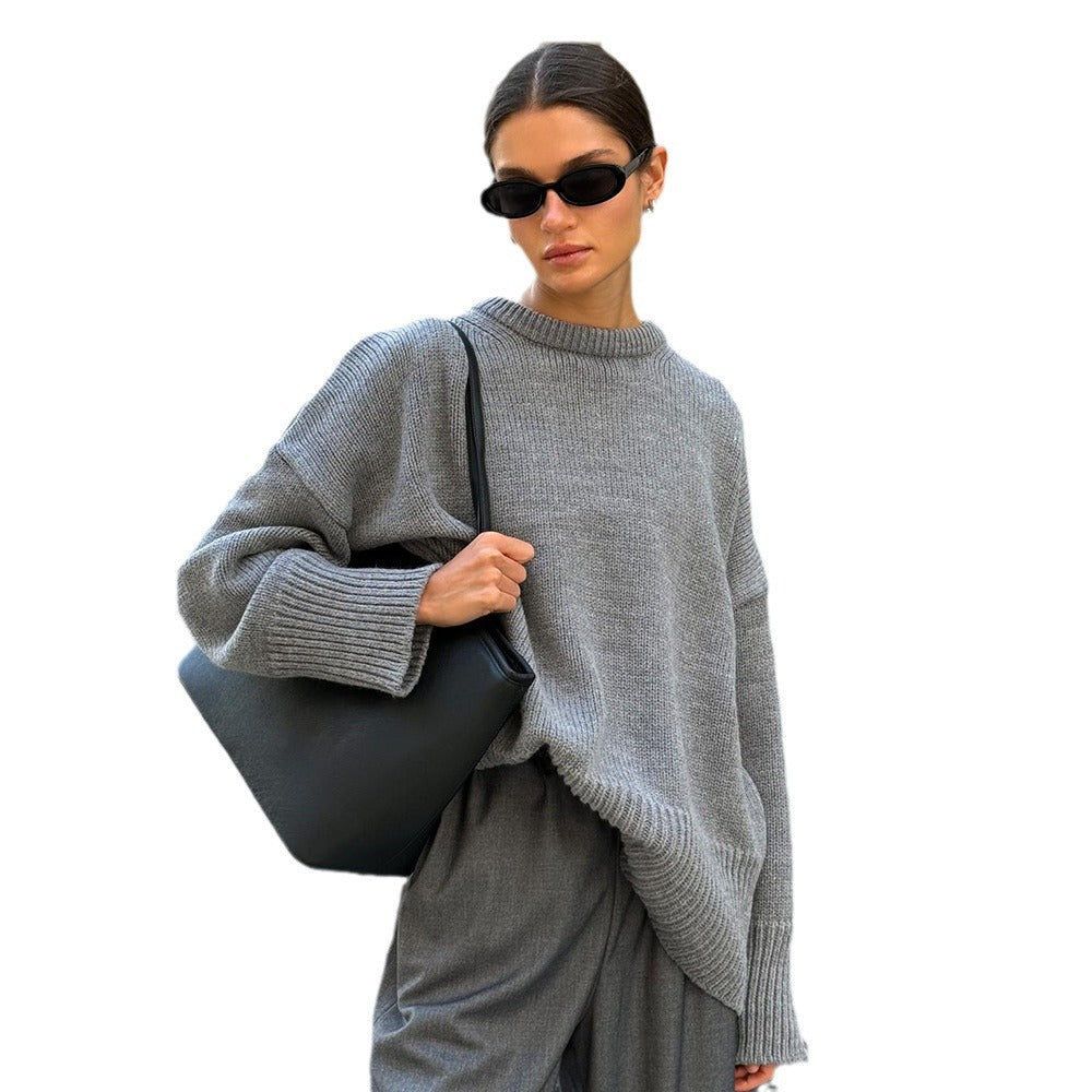 Oversized Women's Pullover with Ribbed Hem and Long Sleeves - 4 - Stylewhipped